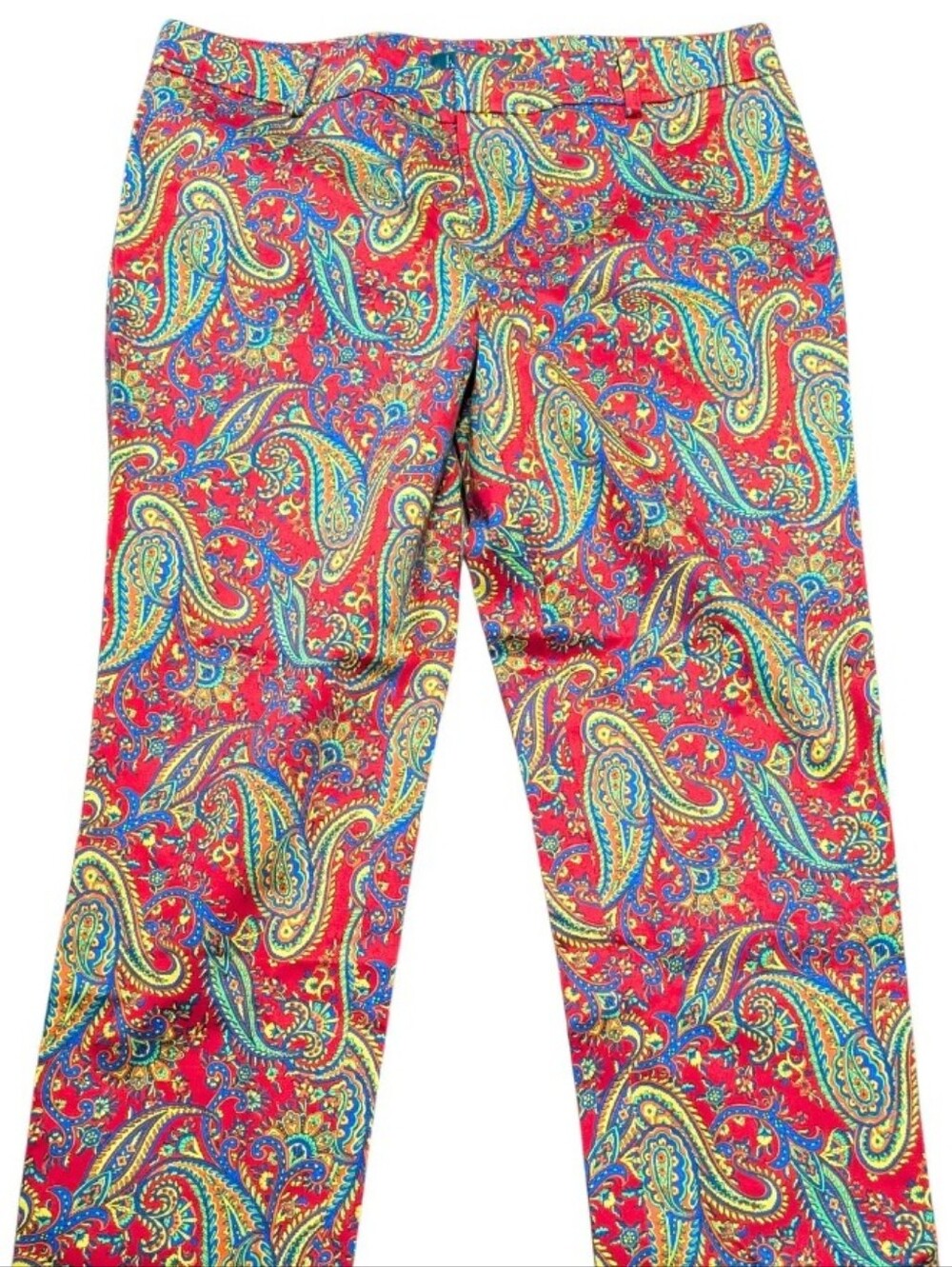 Ralph Lauren Red Paisley Cropped Pants